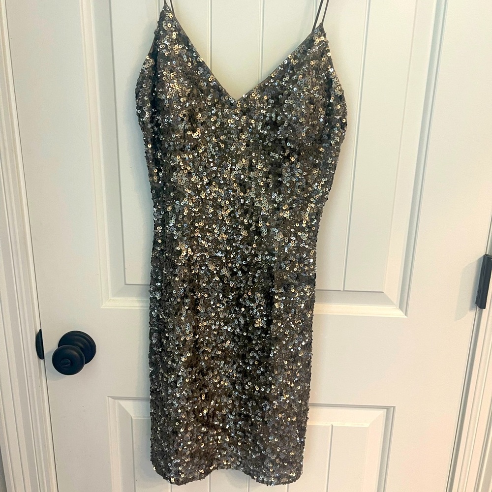 Scala gold/bronze sequin cocktail dress.
